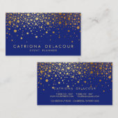 Faux Gold Foil Confetti Visitekaartje | Blauw (Voorkant / Achterkant)