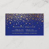 Faux Gold Foil Confetti Visitekaartje | Blauw (Achterkant)