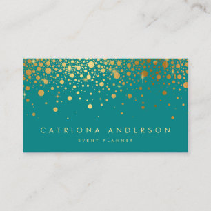 Faux Gold Foil Confetti Visitekaartje   BLAUWGROEN