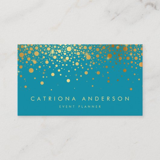 Faux Gold Foil Confetti Visitekaartje | BLAUWGROEN (Voorkant)