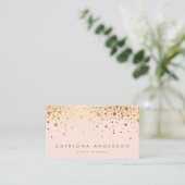 Faux Gold Foil Confetti Visitekaartje | Blush (Staand voorkant)