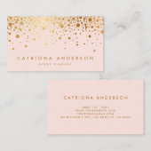 Faux Gold Foil Confetti Visitekaartje | Blush (Voorkant / Achterkant)