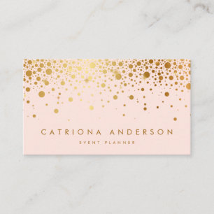 Faux Gold Foil Confetti Visitekaartje   Blush