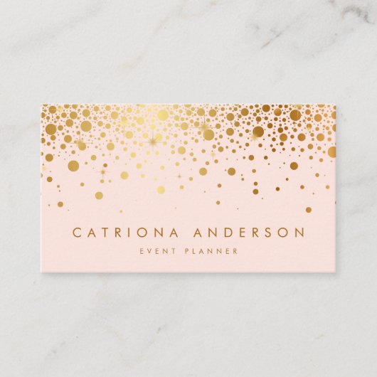 Faux Gold Foil Confetti Visitekaartje | Blush (Voorkant)