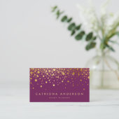 Faux Gold Foil Confetti Visitekaartje | PAARS II (Staand voorkant)