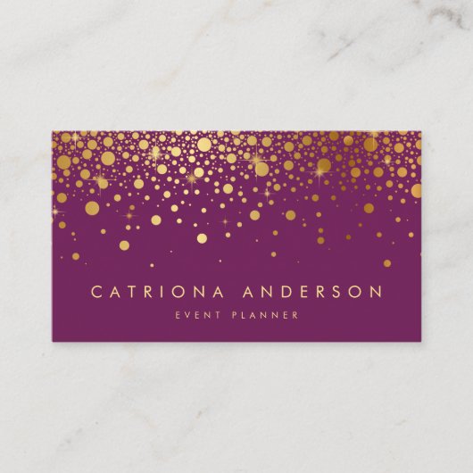 Faux Gold Foil Confetti Visitekaartje | PAARS II (Voorkant)
