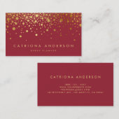 Faux Gold Foil Confetti Visitekaartje | Rood (Voorkant / Achterkant)