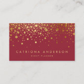 Faux Gold Foil Confetti Visitekaartje | Rood (Voorkant)