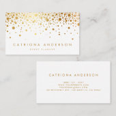 Faux Gold Foil Confetti Visitekaartje | wit (Voorkant / Achterkant)