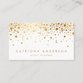 Faux Gold Foil Confetti Visitekaartje | wit (Voorkant)