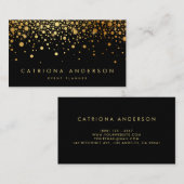Faux Gold Foil Confetti Visitekaartje | Zwart (Voorkant / Achterkant)