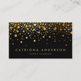 Faux Gold Foil Confetti Visitekaartje | Zwart