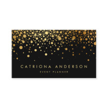 Faux Gold Foil Confetti Visitekaartje | Zwart