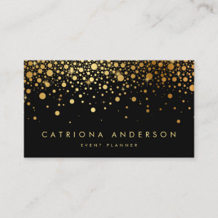 Faux Gold Foil Confetti Visitekaartje   Zwart