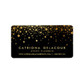 Faux Gold Foil Confetti Visitekaartje | Zwart Etiket (Voorkant)