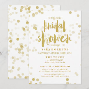 Faux Gold Foil Confetti Vrijgezellenfeest Invite Kaart