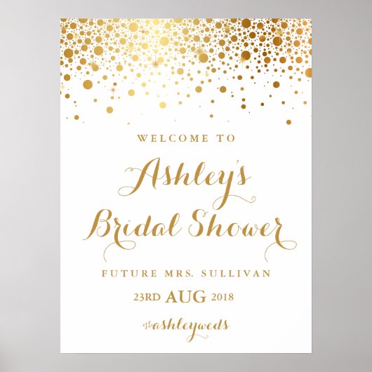 Faux Gold Foil Confetti Vrijgezellenfeest Poster (Voorkant)