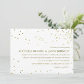 Faux Gold Foil Confetti Wedding Announding Kaart (Staand voorkant)