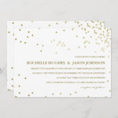 Faux Gold Foil Confetti Wedding Announding Kaart (Voorkant / Achterkant)