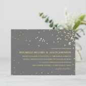Faux Gold Foil Confetti Wedding Announding Kaart (Staand voorkant)