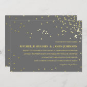 Faux Gold Foil Confetti Wedding Announding Kaart (Voorkant / Achterkant)