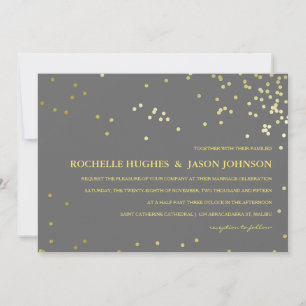 Faux Gold Foil Confetti Wedding Announding Kaart