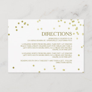 Faux Gold Foil Confetti Wedding Directions Invoege Informatiekaartje