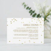 Faux Gold Foil Confetti Wedding Directions Invoege Informatiekaartje (Staand voorkant)