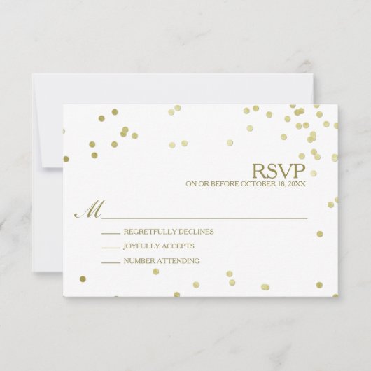 Faux Gold Foil Confetti Wedding RSVP (Voorkant)