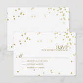 Faux Gold Foil Confetti Wedding RSVP Kaartje (Voorkant / Achterkant)