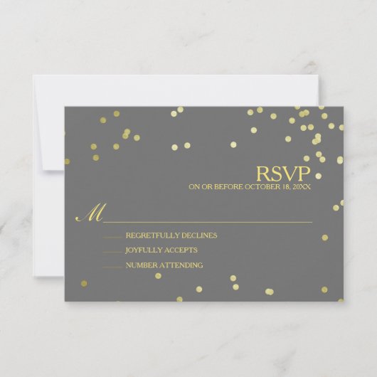 Faux Gold Foil Confetti Wedding RSVP Kaartje (Voorkant)