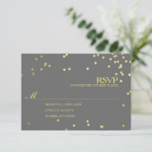 Faux Gold Foil Confetti Wedding RSVP Kaartje (Staand voorkant)