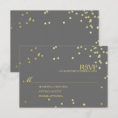 Faux Gold Foil Confetti Wedding RSVP Kaartje (Voorkant / Achterkant)
