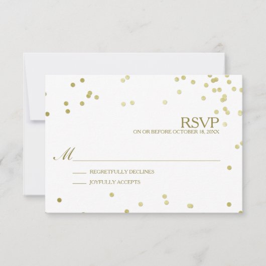 Faux Gold Foil Confetti Wedding RSVP w/o aantal (Voorkant)