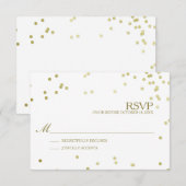Faux Gold Foil Confetti Wedding RSVP w/o aantal (Voorkant / Achterkant)