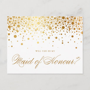 Faux Gold Foil Confetti   Wees mijn dienstmeisje Uitnodiging Briefkaart
