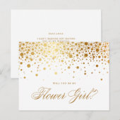 Faux Gold Foil Confetti | Wees mijn dienstmeisje Uitnodiging Briefkaart (Voorkant / Achterkant)