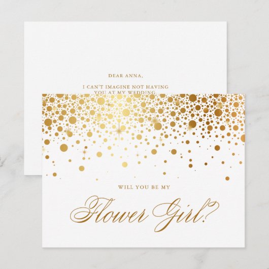 Faux Gold Foil Confetti | Wees mijn dienstmeisje Uitnodiging Briefkaart (Voorkant / Achterkant)