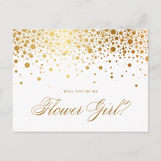 Faux Gold Foil Confetti | Wees mijn dienstmeisje Uitnodiging Briefkaart (Voorkant)