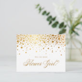 Faux Gold Foil Confetti | Wees mijn dienstmeisje Uitnodiging Briefkaart (Staand voorkant)