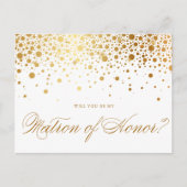 Faux Gold Foil Confetti | Wees mijn matron van eer Uitnodiging Briefkaart (Voorkant)