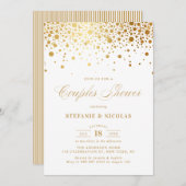 Faux Gold Foil Confetti White Couples Shower Kaart (Voorkant / Achterkant)