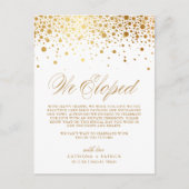 Faux Gold Foil Confetti White Weddenschap Elopemen Aankondigingskaart (Voorkant)