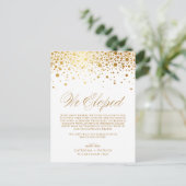 Faux Gold Foil Confetti White Weddenschap Elopemen Aankondigingskaart (Staand voorkant)