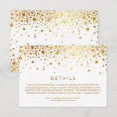 Faux Gold Foil Confetti White Wedding Details Informatiekaartje (Voorkant / Achterkant)
