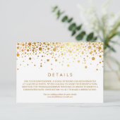 Faux Gold Foil Confetti White Wedding Details Informatiekaartje (Staand voorkant)