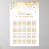 Faux Gold Foil Confetti White Wedding Seating Plan Poster (Voorkant)
