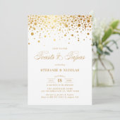 Faux Gold Foil Confetti Witte toast en tapas Kaart (Staand voorkant)