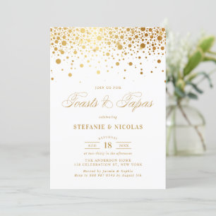 Faux Gold Foil Confetti Witte toast en tapas Kaart