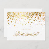 Faux Gold Foil Confetti zal je mijn Bridesmaid zij Uitnodiging Briefkaart (Voorkant / Achterkant)
